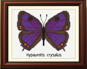 Purple butterfly cross stitch pattern BOGO free, collection of 12 butterflies, Colorado Hairstreak