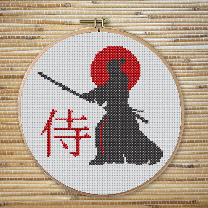 Qさまオーダーページ Samurai Cross Stitch BOGO Free Pattern, Japanese Cross