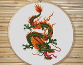 Bearded dragon cross stitch pattern BOGO free, Fiery Dragon embroidery, Feng Shui decor