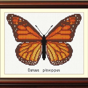 Monarch butterfly BOGO free cross stitch pattern, collection of 12 butterflies, yellow butterfly, red butterfly