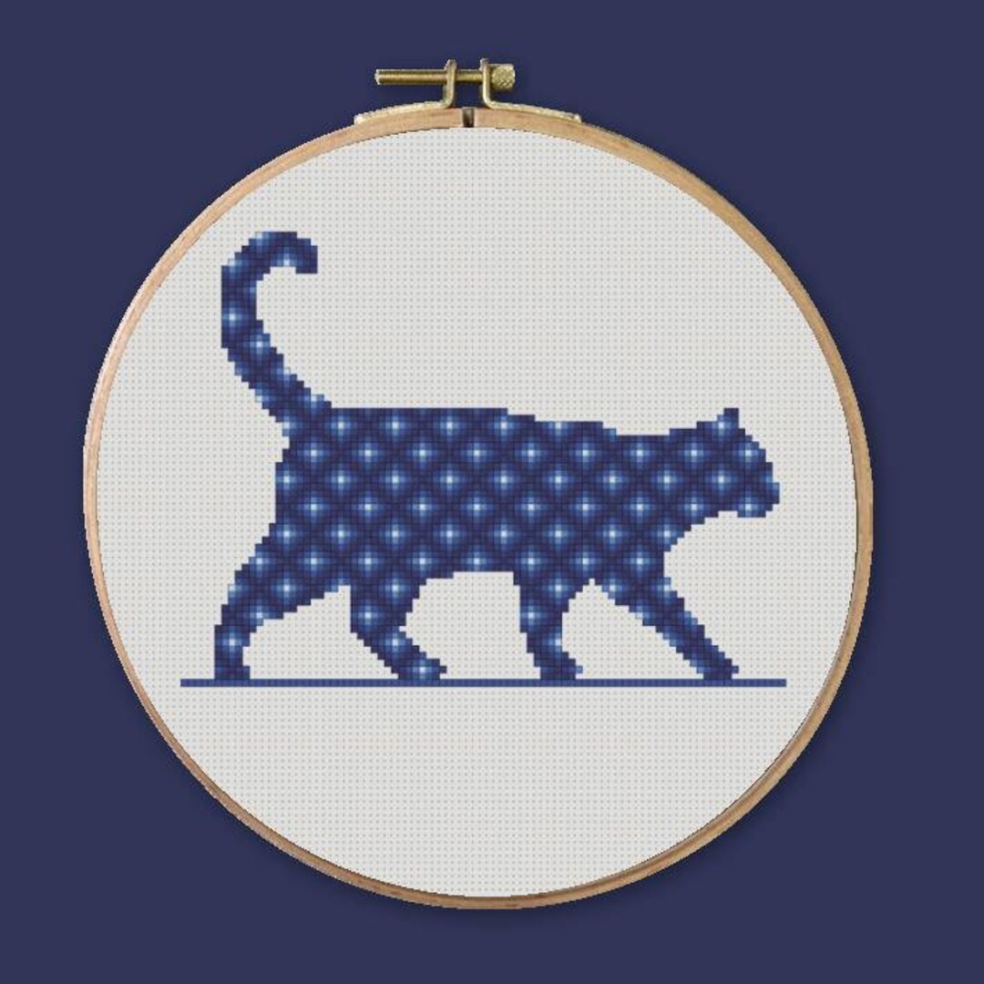 Geometric Cat Cross Stitch Pattern BOGO Free, Cat Silhouette Embroidery