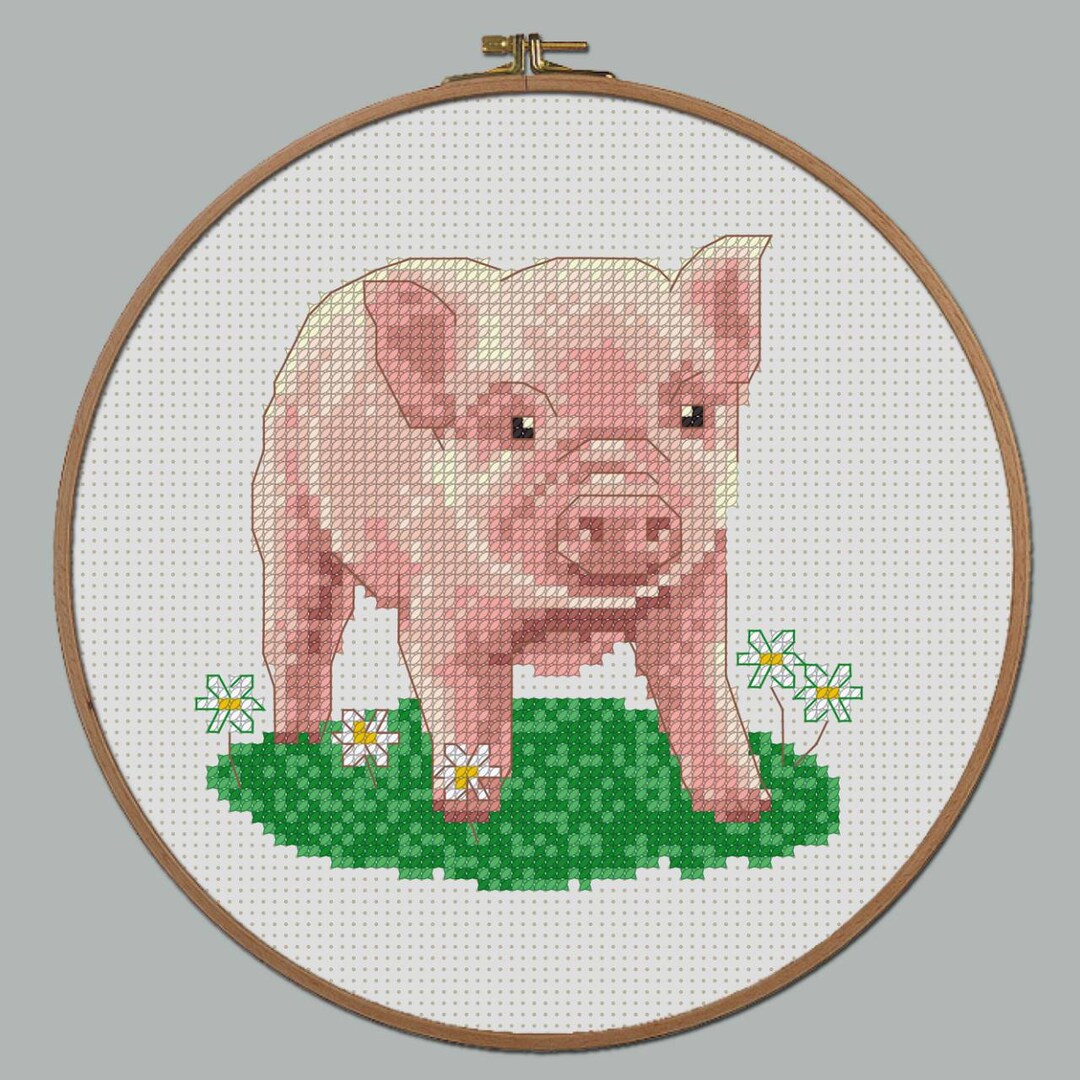 Piggy in the Middle Cross Stitch Pattern Piglet Pig Mini -  in