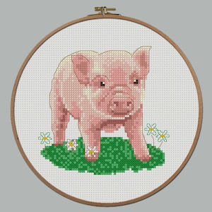 Piggy cross stitch chart animal cross stitch BOGO free, small cross stitch PDF pattern