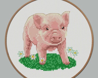 Piggy cross stitch chart animal cross stitch BOGO free, small cross stitch PDF pattern