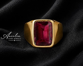 Pink Tourmaline Ring, signet ring, 925 Solid Sterling Silver Ring, 22K Gold Filled Ring, Handmade Silver Ring