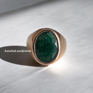 Emerald Gemstone Ring, signet ring, 925 Solid Sterling Silver Ring, 22K Gold Filled Ring, Handmade Silver Ring, Emerald Ring