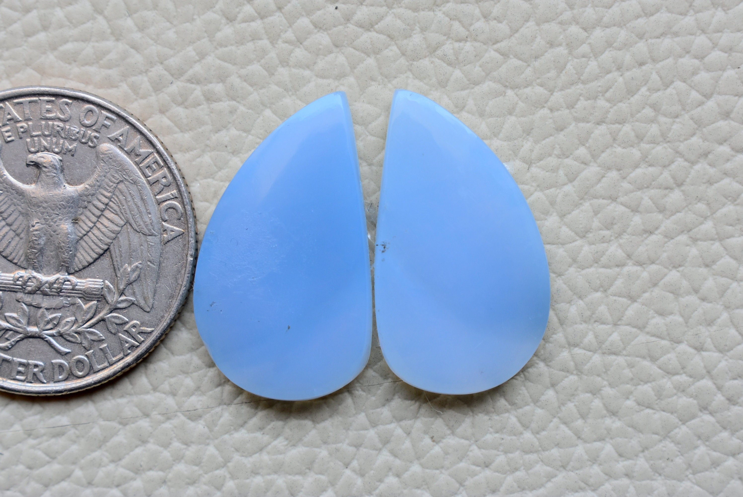 Matched pair loose semi precious cabochon Gemstone pair #9963 19x14x4 Natural Blue Opal Pair