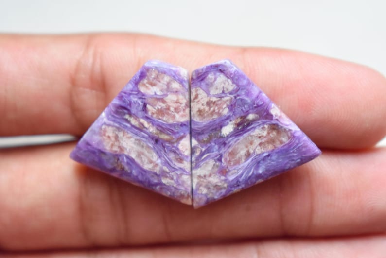 earring pair cabochon #7612 Charoite gemstone Natural Charoite Matched pair loose semi precious gemstone