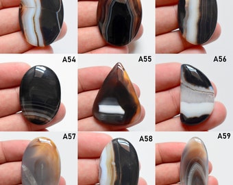 Natural Black Banded onyx cabochon ,Hand Polished , Black Banded onyx pendant making