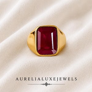 Anillo de sello de rubí natural, anillo de sello, anillo de plata de ley maciza 925, anillo relleno de oro de 22 quilates, anillo de plata hecho a mano