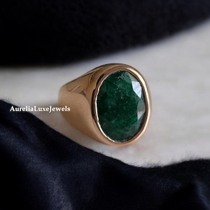 Emerald Gemstone Ring, signet ring, 925 Solid Sterling Silver Ring, 22K Gold Filled Ring, Handmade Silver Ring, Emerald Ring