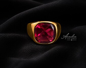Pink Tourmaline Ring, signet ring, 925 Solid Sterling Silver Ring, 22K Gold Filled Ring, Handmade Silver Ring