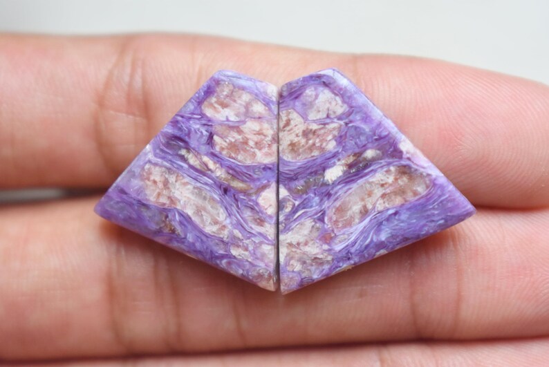 earring pair cabochon #7612 Charoite gemstone Natural Charoite Matched pair loose semi precious gemstone