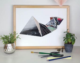 3D Geometric Triangles Collage Print