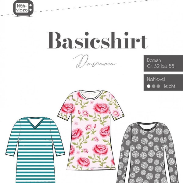 Fadenkäfer Papierschnittmuster Schnittmuster Basicshirt Damen Größe 32 bis 58