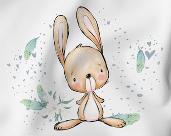 Cotton fabric panel, Forest Friends, Rabbit, Bunny