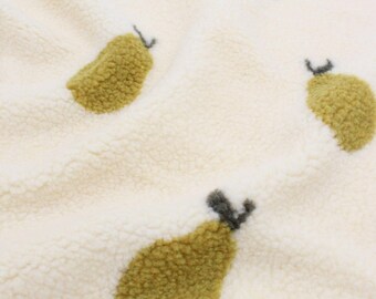Teddy Stoff mit Birnenmuster, Teddyplüsch Meterware, Teddyfleece Stoff, Sherpa Stoff, Kuschelstoff für Kinder ab 0,5 Meter