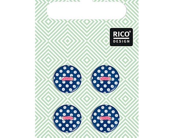 Rico Design Knöpfe dunkelblau gepunktet 1,2 cm, 4 Stück