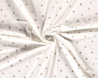 Cotton jersey fabric by the meter, children's fabric "sailboats", from 0.5 meters