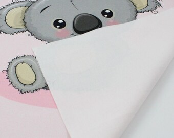 Baumwollstoff PANEL Koala Bär rosa 38x38 cm