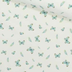 French Terry summer sweat small butterflies feathers turquoise - OEKO-TEX from 0.5 meters