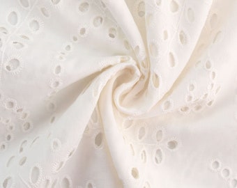 Cotton fabric embroidery holes - ecru from 0.5 meters