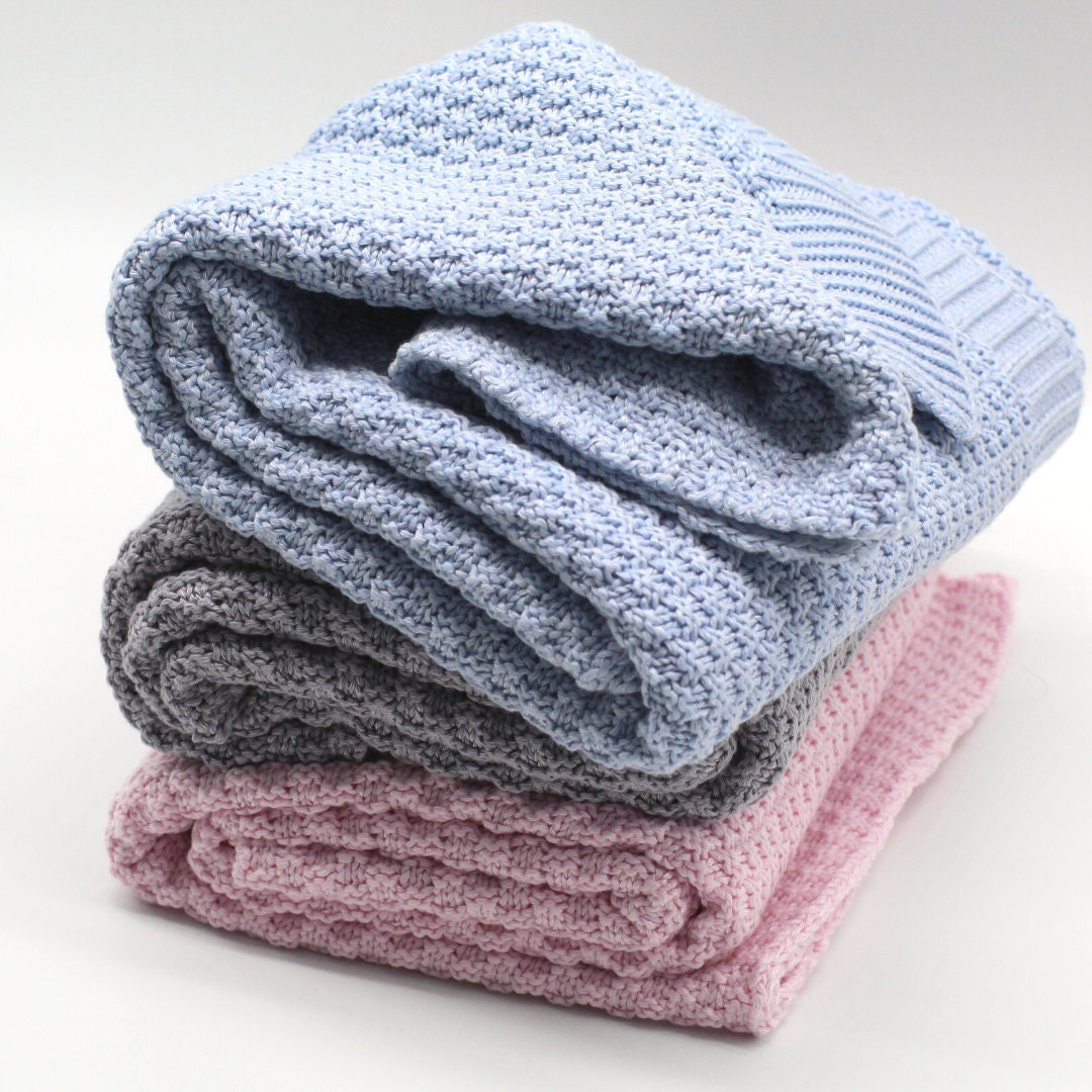 Knitted Blanket Bamboo Cotton Baby Blanket Bamboo Knit Color Etsy