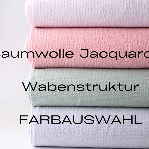 Cotton fabric cotton jacquard honeycomb structure plain from 0.5 meters - color selection