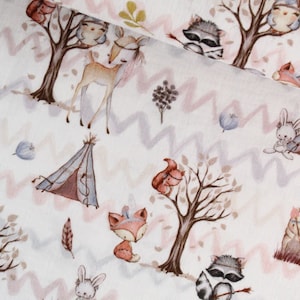 Muslin muslin fabric forest friends forest animals Oeko-Tex from 0.5 meters