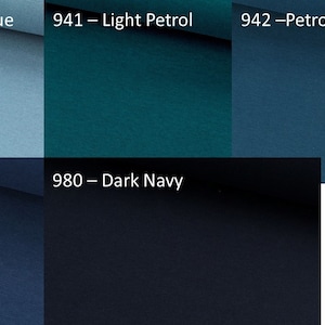 Bündchen Nummer 920 - Dusty Blue, 941 - Light Petrol 942 - Petrol, 960 - Denim, 980-Dark Navy