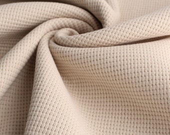 Stoffreste Waffeljersey Waffelstrick Waffel Jersey Stoff – Baumwolle Waffelstruktur elastisch OEKO-TEX Sandbeige