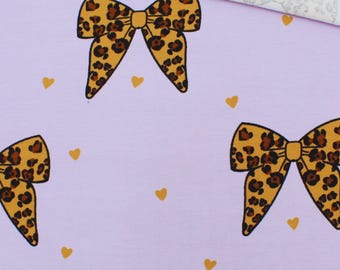 French Terry Lila Schleifen | Sommersweat Leopardenmuster | Stoff Meterware ab 0,5 Meter