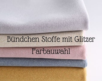 Glitzer Bündchen Bünchenstoff Schlauchware OEKO-TEX Farbauswahl ab 0,25 Meter