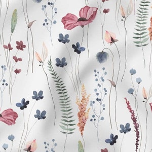 Cotton fabric cotton flowers poppies poppy field mauve - from 0.5 meters