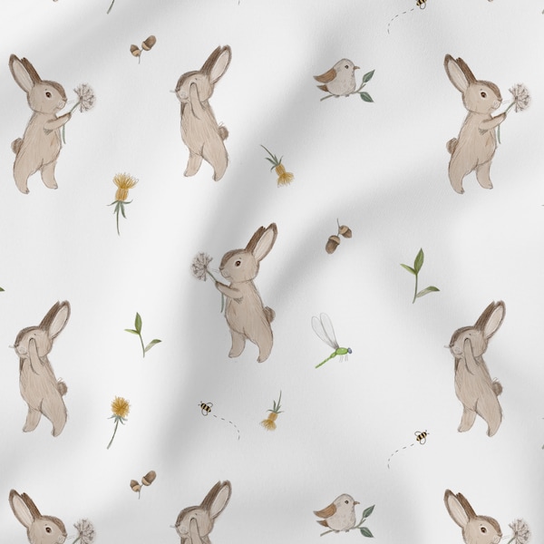 Jersey rabbits with dandelions white OEKO-TEX from 0.5 meters