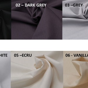 Baumwollpopeline einfarbig uni, Kombistoff - Black - nr. 01, Dark Grey nr. 02, Grey nr. 03, Optical White - nr. 04, Ecru nr. 05, Vanilla nr. 06
