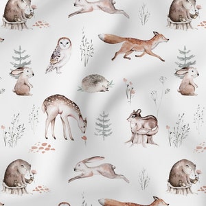 Cotton fabric forest friends forest animals winter from 0.5 meters - OEKO-TEX