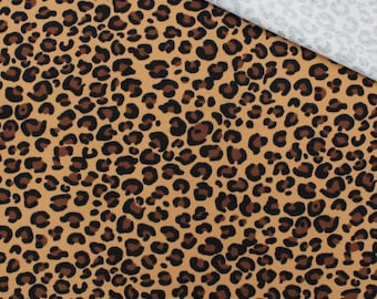 French Terry Leopardenmuster Braun Lila | Sommersweat Meterware | Animal Print Stoff | ab 0,5 Meter