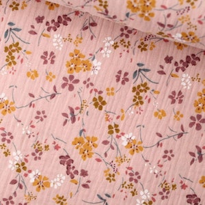 Last remaining piece 62 cm muslin muslin fabric small flowers old pink