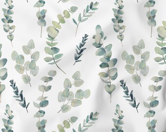 Tissu coton eucalyptus feuilles d'eucalyptus vert Oeko-TEX à partir de 0,5 mètres