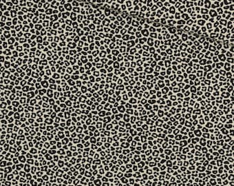 Tejido de punto con estampado mini leopardo beige y negro – Jersey de algodón con estampado mini leopardo elástico OEKO-TEX