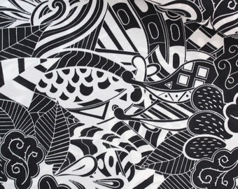 Viscose Voile: Abstract Black and White from 0.5 meters