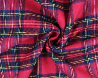 Schottenkaro Stoff Meterware Rot | Angerauter Baumwollstoff | Karostoff für Hemden, Kleider, Pyjama, Patchwork & DIY ab 0,5 Meter