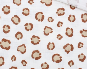 Mousseline à imprimé léopard, mousseline de coton, tissu imprimé animal, tissu imprimé léopard au mètre, mousseline pour couture à partir de 0,5 mètre