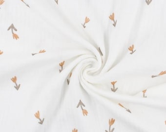 Floral Muslin Fabric Tulips – Double Gauze Cotton by the Yard for Baby Clothes, Dress & Sewing