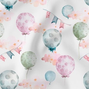 Tessuto di cotone palloncini colorati compleanno da 0,5 metri - Oeko-Tex