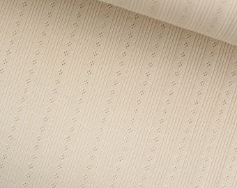 Remnant 31 cm Soft Pointoille Jersey Fine Knit Jersey Stripes Oeko-Tex Light Sand