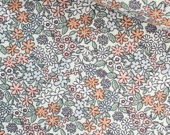 Jersey fabric with small vintage flowers from 0.5 meters