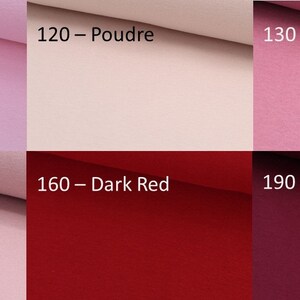 Bündchen Nummer 110 - Baby Rose, 120 - Poudre,130 - Old Pink, 131 - Nude, 160 - Dark Red, 190 - Wine