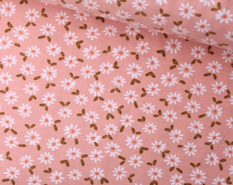 Jersey de coton marguerites sur rose poudré - Oeko-Tex à 0,5 mètre